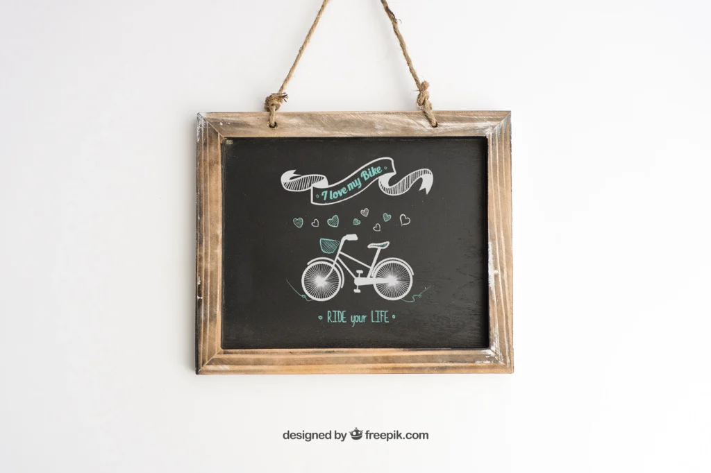 a chalkboard wall with inspirational quotes or drawings in a cozy home setting.
