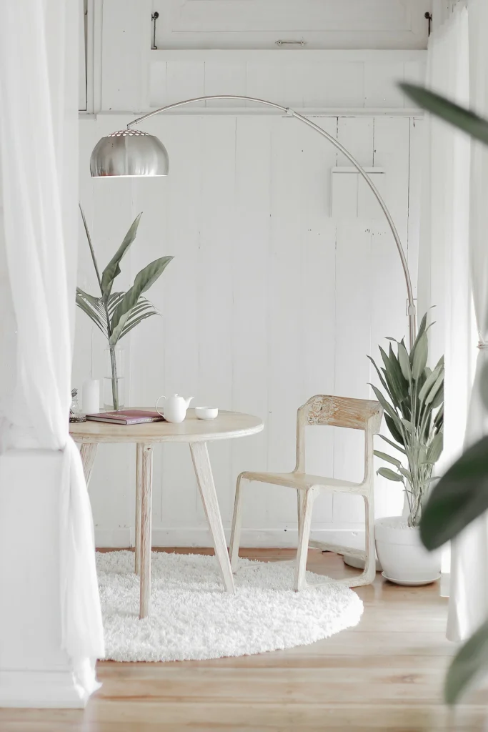 a minimalist rug used in a living room