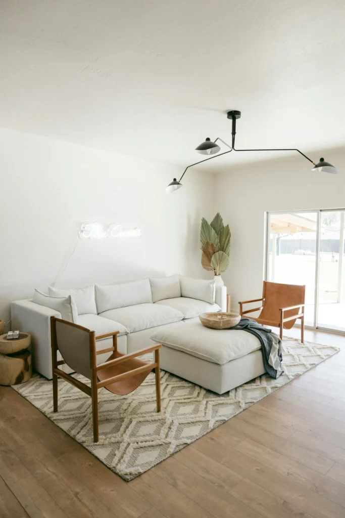 a minimalist living room without tech interruptions