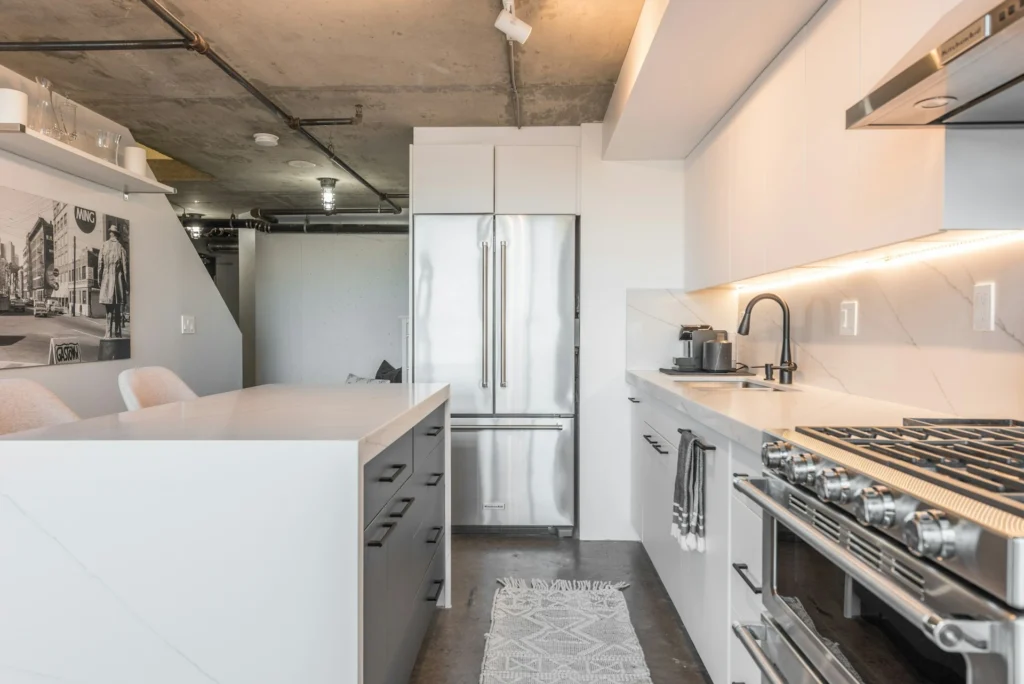 an open shelving kitchen
