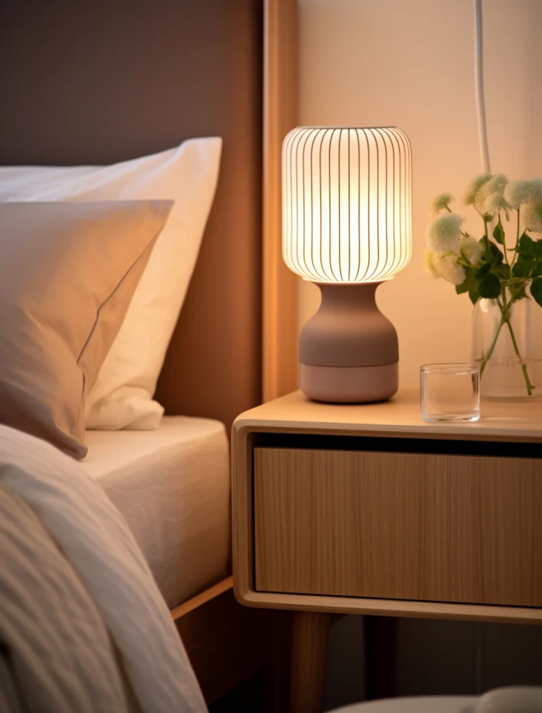 Modern nightstand with a light